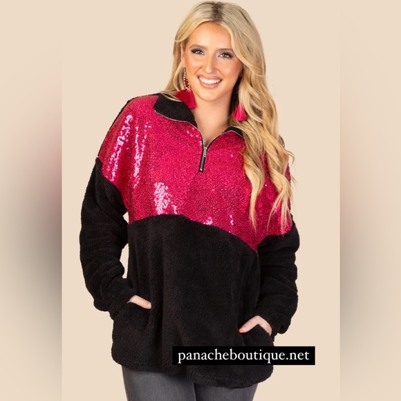 NWT! BeAuTiFuL Pink Sequin Sherpa With Pockets! ππ - Picture 2 of 3